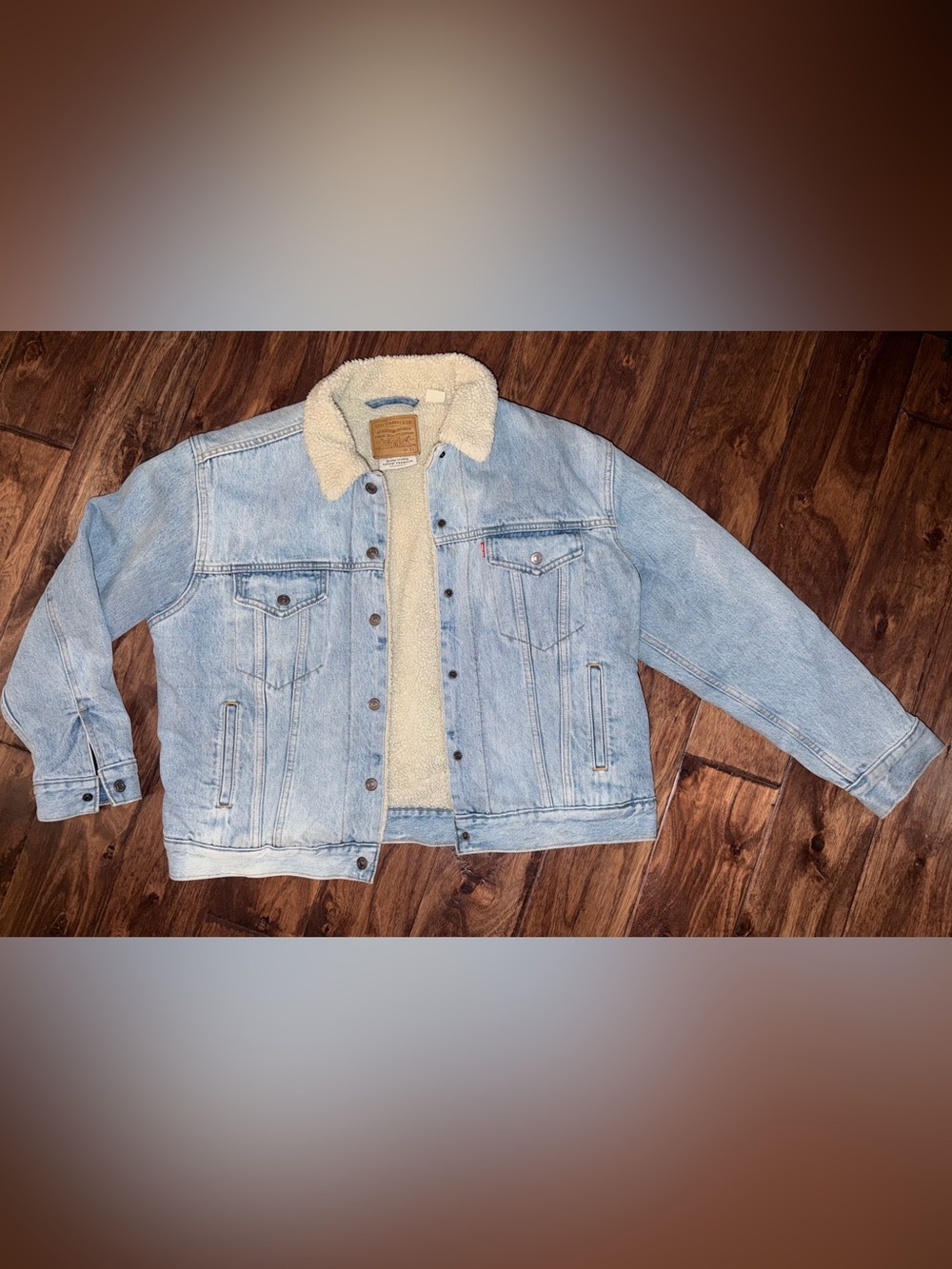 Women’s Levi’s Sherpa Ex-Boyfriend Trucker Jacket Size XL Medium Wash Blue